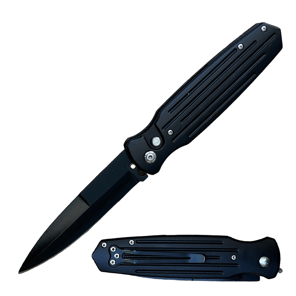 ''5'''' Closed Black Switchblade Automatic KNIFE with Safety''