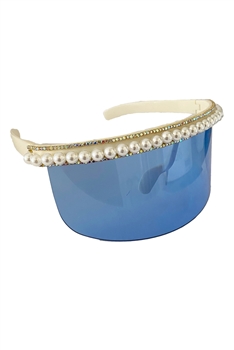 Pearl Rhinestone headbands SUNGLASSES G0136 - Blue