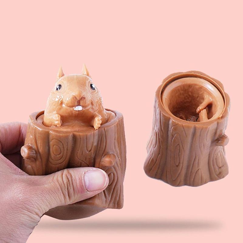 Squeezing Squirrel Cup TOYS Silicone Stress Relief Decompression Stump Rubber Stake Fidget TOYS