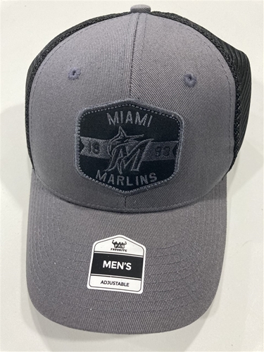 Miami Marlins MLB Charcoal Mass Gannon Adjustable MVP Mesh Snapback Hat *NEW*