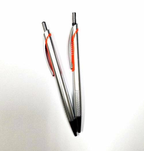 ''Silver X2 Stylus Pen W/Orange Trim, Chrome Nosecone& Plunger, Blue Ink''